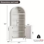 Arched Bookcase with Doors - 5-Tier Open Display Shelf, Modern Bookshelf Storage Cabinet for Home Office Living Room Library