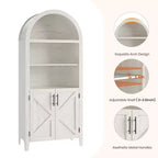 Arched Bookcase with Doors - 5-Tier Open Display Shelf, Modern Bookshelf Storage Cabinet for Home Office Living Room Library