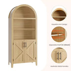 Arched Bookcase with Doors - 5-Tier Open Display Shelf, Modern Bookshelf Storage Cabinet for Home Office Living Room Library