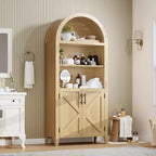 Arched Bookcase with Doors - 5-Tier Open Display Shelf, Modern Bookshelf Storage Cabinet for Home Office Living Room Library