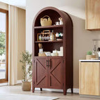 Arched Bookcase with Doors - 5-Tier Open Display Shelf, Modern Bookshelf Storage Cabinet for Home Office Living Room Library