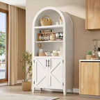 Arched Bookcase with Doors - 5-Tier Open Display Shelf, Modern Bookshelf Storage Cabinet for Home Office Living Room Library