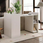50 Folding Computer Desk with Bookshelf and Wheels, Home Office Writing Table with Storage for Bedroom or Study