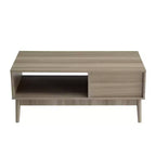 Coffee Table,39.4  Center Table with Storage Drawer, Open Shelf,Rectangle Coffee Table with Wooden Legs for Living Room,Easy Assembly