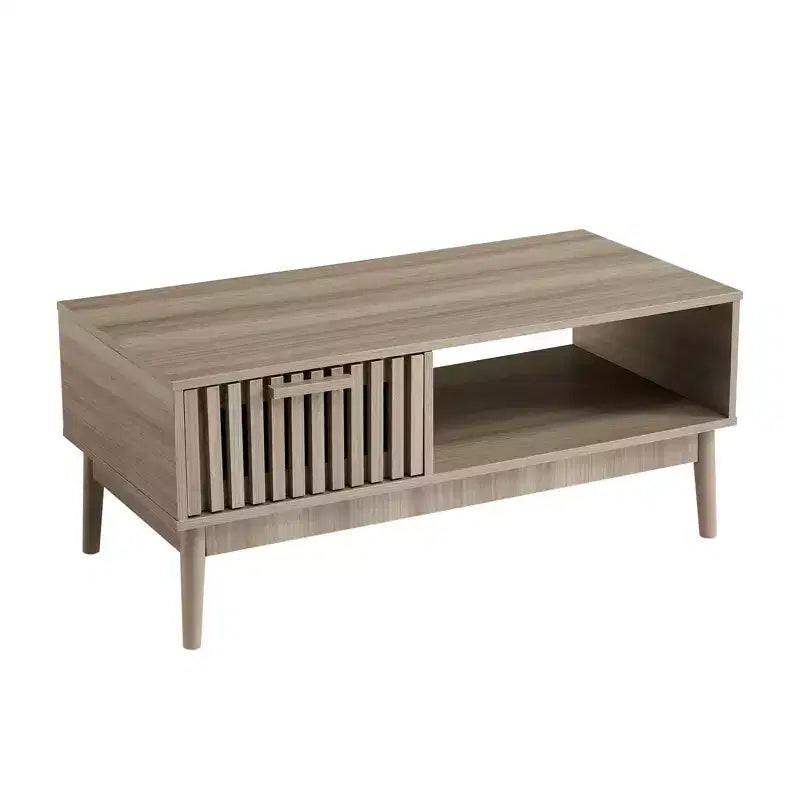 Coffee Table,39.4  Center Table with Storage Drawer, Open Shelf,Rectangle Coffee Table with Wooden Legs for Living Room,Easy Assembly