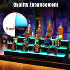 LED Lighted 3-Tier 48 Inch Liquor Bottle Display Shelf, 16 Colors 4 Modes, Remote & App Control, Wall-Mounted Acrylic Bar Shelf for Home/Kitchen