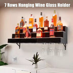 LED Lighted 3-Tier 48 Inch Liquor Bottle Display Shelf, 16 Colors 4 Modes, Remote & App Control, Wall-Mounted Acrylic Bar Shelf for Home/Kitchen
