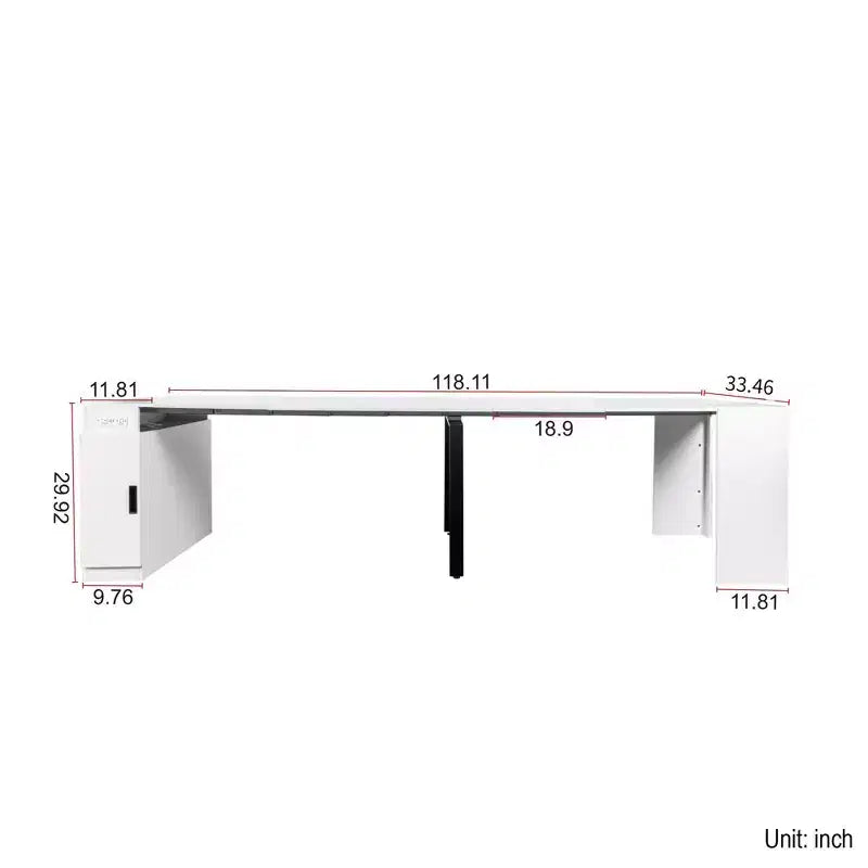 Extendable Dining Table for 6-8 People with Storage, Wooden Console Table with Outlet, Space-saving Expanding Table for Living Room, Party