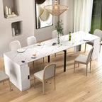 Extendable Dining Table for 6-8 People with Storage, Wooden Console Table with Outlet, Space-saving Expanding Table for Living Room, Party