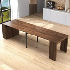 Extendable Dining Table for 6-8 People with Storage, Wooden Console Table with Outlet, Space-saving Expanding Table for Living Room, Party