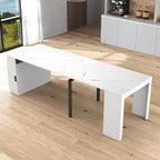 Extendable Dining Table for 6-8 People with Storage, Wooden Console Table with Outlet, Space-saving Expanding Table for Living Room, Party