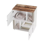 Modern Wooden Double Cat Litter Box Enclosure with Scratching Posts & Hidden Storage, Indoor Pet House End Table for 2 Cats