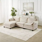 Mid-Century Modern 3-Seater Cloud Sofa with Double-Layer Cushions, Comfortable Upholstered Couch for Living Room, Bedroom-Panipeachy