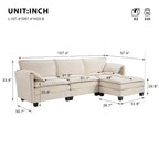 Mid-Century Modern 3-Seater Cloud Sofa with Double-Layer Cushions, Comfortable Upholstered Couch for Living Room, Bedroom-Panipeachy