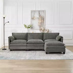 Mid-Century Modern 3-Seater Cloud Sofa with Double-Layer Cushions, Comfortable Upholstered Couch for Living Room, Bedroom-Panipeachy
