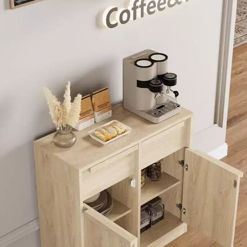 Sideboard Buffet Cabinet with 4 Drawers, 62.4 Large Coffee Cabinet with Storage, Modern Storage Buffet Table for Kitchen Dining Room, Living Room