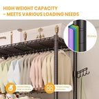 3-Tier Rolling Garment Rack - Heavy Duty Metal Clothes Organizer w/ Dual Rods & Shelves