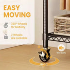 3-Tier Rolling Garment Rack - Heavy Duty Metal Clothes Organizer w/ Dual Rods & Shelves