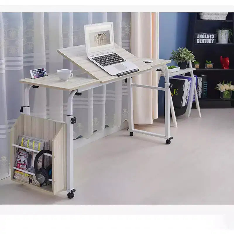 Adjustable Hospital Bed Table on Wheels with Tilting Top, Fits Laptops & Meals in Bed, Height & Length Rolling Desk for Home and Medical Use