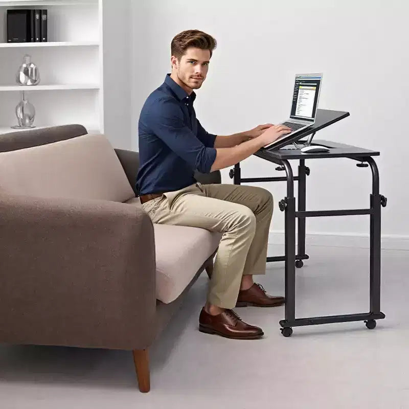 Adjustable Hospital Bed Table on Wheels with Tilting Top, Fits Laptops & Meals in Bed, Height & Length Rolling Desk for Home and Medical Use