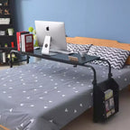 Adjustable Hospital Bed Table on Wheels with Tilting Top, Fits Laptops & Meals in Bed, Height & Length Rolling Desk for Home and Medical Use
