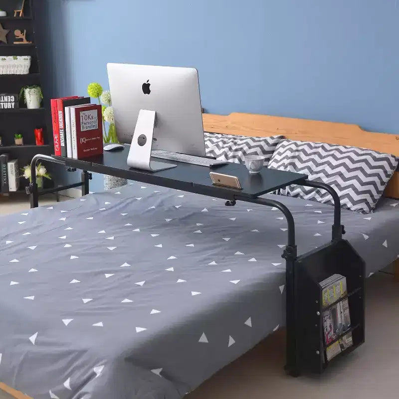 Adjustable Hospital Bed Table on Wheels with Tilting Top, Fits Laptops & Meals in Bed, Height & Length Rolling Desk for Home and Medical Use