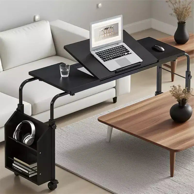 Adjustable Hospital Bed Table on Wheels with Tilting Top, Fits Laptops & Meals in Bed, Height & Length Rolling Desk for Home and Medical Use