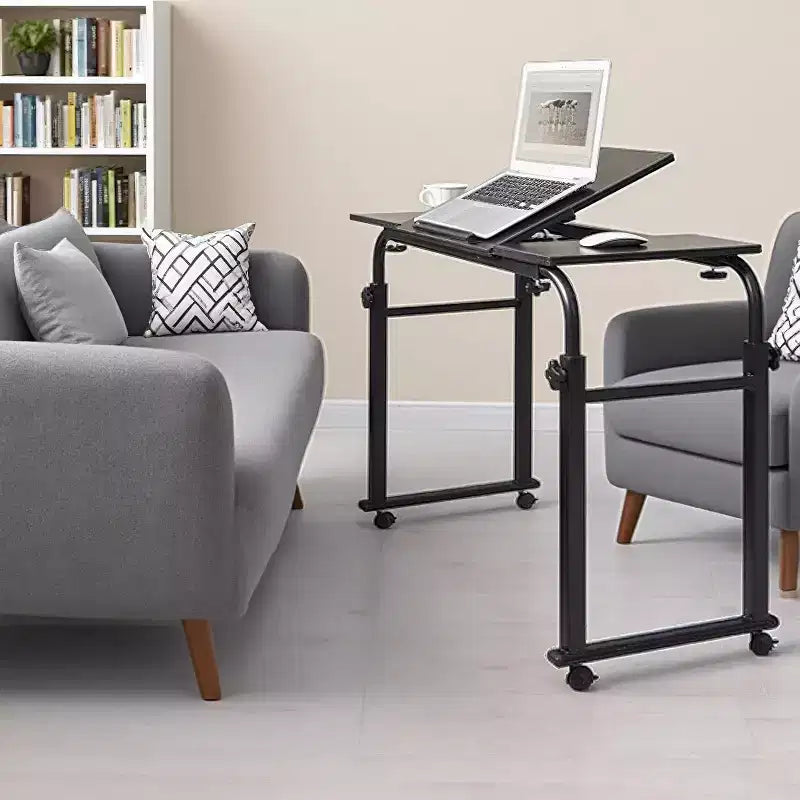 Adjustable Hospital Bed Table on Wheels with Tilting Top, Fits Laptops & Meals in Bed, Height & Length Rolling Desk for Home and Medical Use