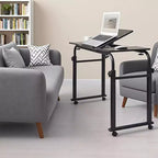 Adjustable Hospital Bed Table on Wheels with Tilting Top, Fits Laptops & Meals in Bed, Height & Length Rolling Desk for Home and Medical Use