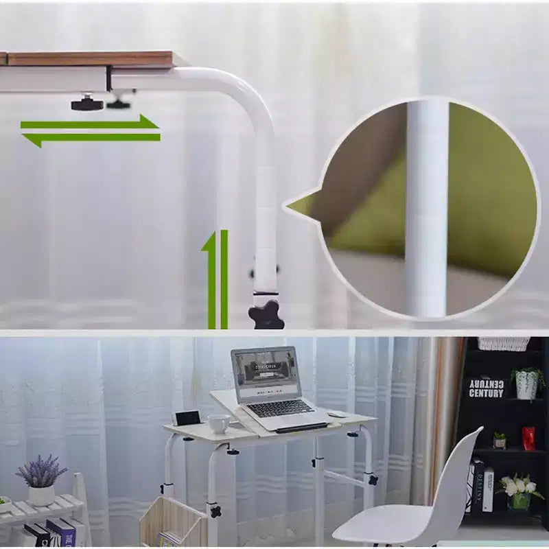 Adjustable Hospital Bed Table on Wheels with Tilting Top, Fits Laptops & Meals in Bed, Height & Length Rolling Desk for Home and Medical Use