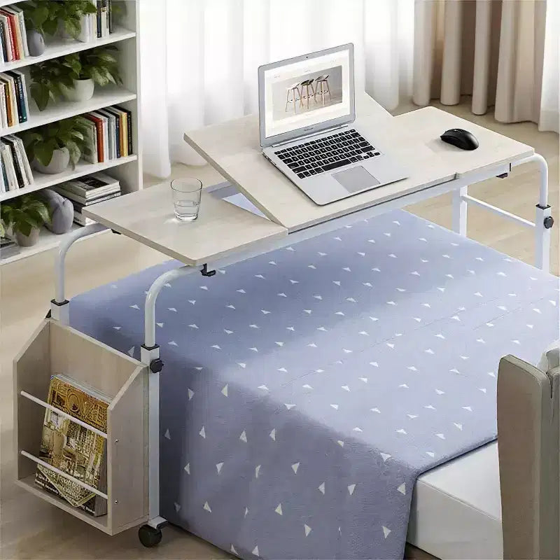 Adjustable Hospital Bed Table on Wheels with Tilting Top, Fits Laptops & Meals in Bed, Height & Length Rolling Desk for Home and Medical Use