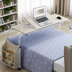 Adjustable Hospital Bed Table on Wheels with Tilting Top, Fits Laptops & Meals in Bed, Height & Length Rolling Desk for Home and Medical Use