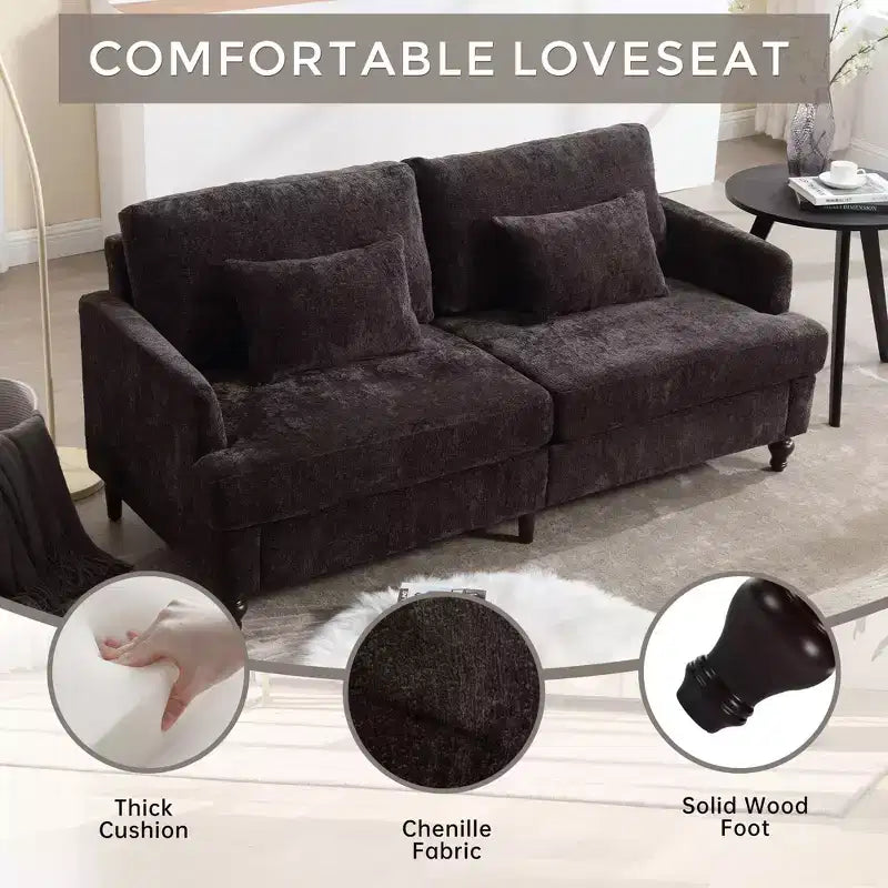 68.9 Inch Modern Chenille Loveseat Sofa, 2 Seater Sofa with Removable Seat Cushion for Living Room, Apartment, Bedroom