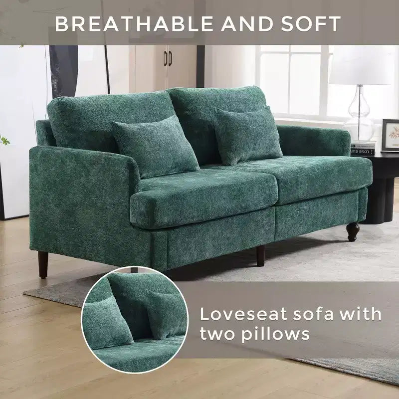 68.9 Inch Modern Chenille Loveseat Sofa, 2 Seater Sofa with Removable Seat Cushion for Living Room, Apartment, Bedroom