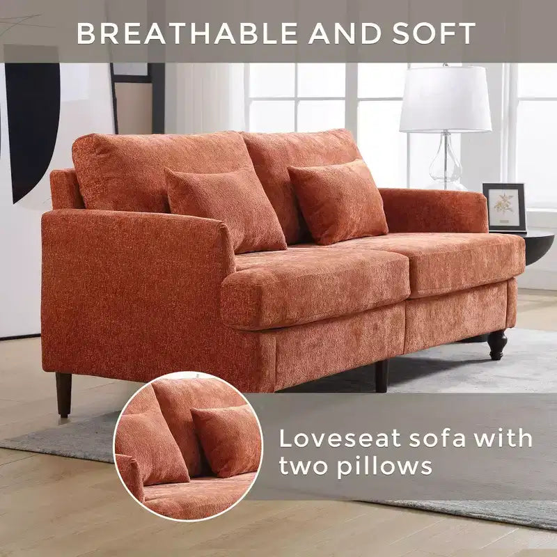 68.9 Inch Modern Chenille Loveseat Sofa, 2 Seater Sofa with Removable Seat Cushion for Living Room, Apartment, Bedroom