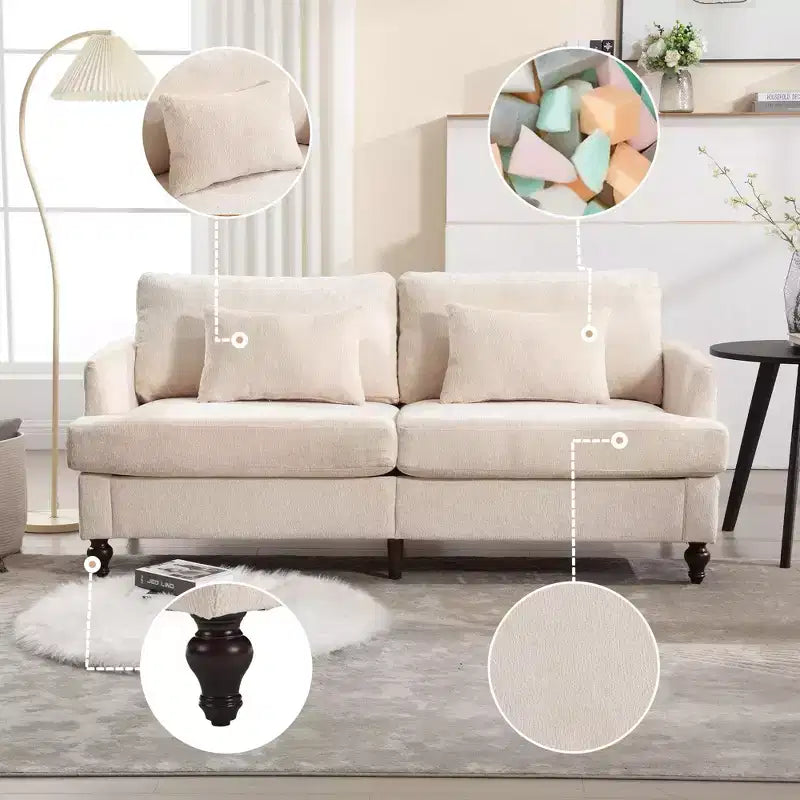 68.9 Inch Modern Chenille Loveseat Sofa, 2 Seater Sofa with Removable Seat Cushion for Living Room, Apartment, Bedroom