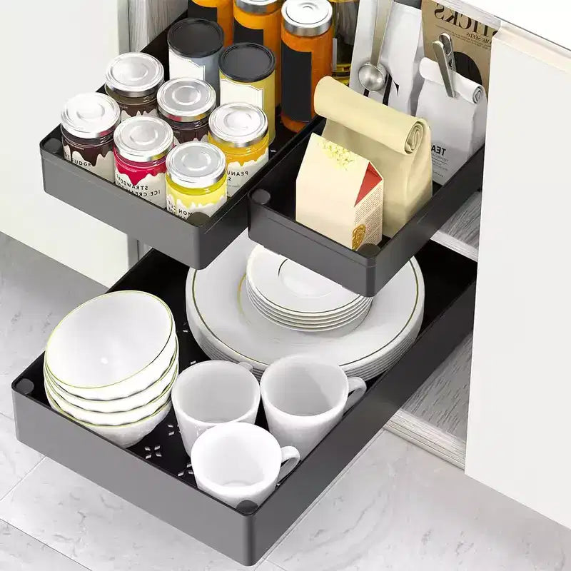 Pull Out Drawers for Cabinets, Slide Out Drawers, Under Sink Organizer Storage Basket for Indoor Home Office Kitchen Cabinet Organization