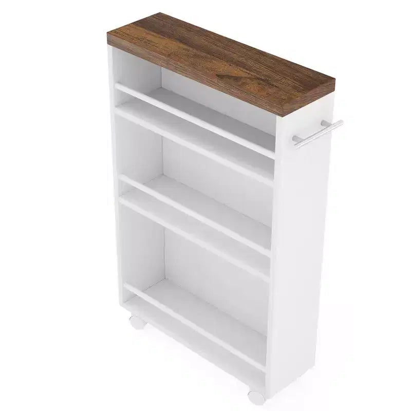 4-Tier Storage Cart, Slim Rolling Narrow Kitchen Cart for Small Place