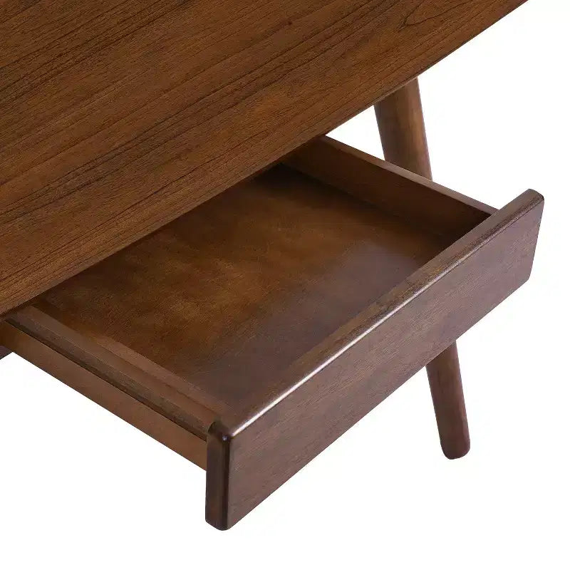 53 Wooden Study Computer Desk, Modern Home Office Desk with 1 Drawer, 4 Wood Legs, Writing Desk for Bedroom, Study, Office, Walnut
