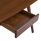 53 Wooden Study Computer Desk, Modern Home Office Desk with 1 Drawer, 4 Wood Legs, Writing Desk for Bedroom, Study, Office, Walnut