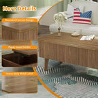 Modern Wooden Rectangular 3 in 1 Lift Top Fluted Coffee Table with Hidden Storage