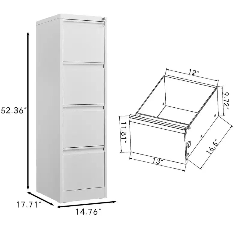 Modern Steel Vertical File Cabinet with Lock