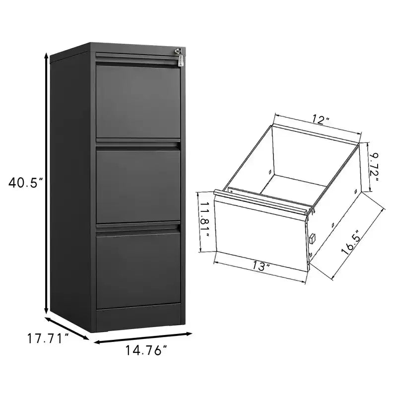 Modern Steel Vertical File Cabinet with Lock