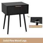 18.9In. Black Relief Nightstand, Particleboard & MDF, Melamine & Vacuum Forming, 1 Drawer, High Leg