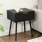18.9In. Black Relief Nightstand, Particleboard & MDF, Melamine & Vacuum Forming, 1 Drawer, High Leg
