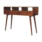51 Chestnut Solid Wood Console Table With Three Shelves And Three Drawers