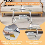 Retro Metal Frame Double-Layer Tempered Glass Coffee Table