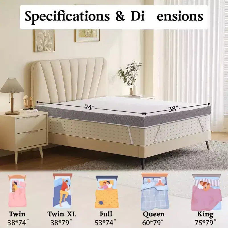 3-Inch Extra Firm Mattress Topper - High-Density Pain Relief Foam Pad with Removable, No-Smell Cover
