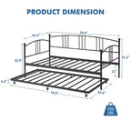 Twin Daybed Sofa with Trundle, Metal Frame Arched Headboard, Platform Bed No Box Spring Needed for Bedroom Living Room