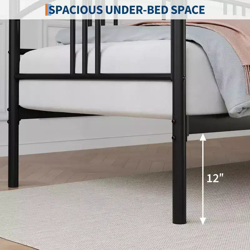 Twin Daybed Sofa with Trundle, Metal Frame Arched Headboard, Platform Bed No Box Spring Needed for Bedroom Living Room